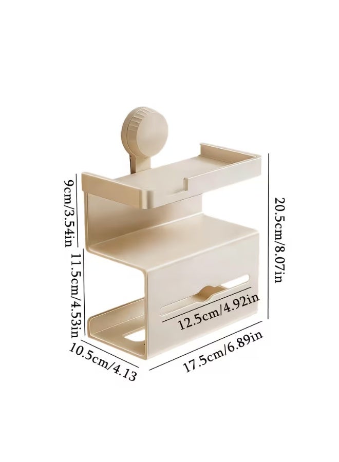 Tissue Box,Punch-Free Wall Mounted Tissue Box, Toilet Paper Holder with Shelf Wipes Dispenser,Elegant Classic Style Napkin Tissue Holder,Stainless Steel Waterproof Tissue Box, Toilet Paper Box, Tissue Holder, Drying Tissue Holder for Rolling Paper, Phone, Trash Bags,  Tissues,  Hanging Tissue Box For Bedroom Bathroom Kitchen Office Storage - view 2